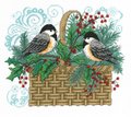 Winter Chickadee Basket - Cross Stitch Pattern