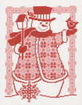 Redwork Snowman - Cross Stitch Pattern