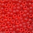 Frosted Red Red Glass Pony Beads - Size 6/0 (4mm)