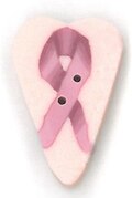 Pink Ribbon Heart Button