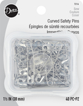 Curved Safety Pins - Size 2, 1 1/2" (38mm) - 40 Per Pkg