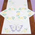 Butterflies Perle Edge Scarf & Doily Set - Stamped