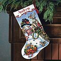 Snowman Gathering Stocking - Cross Stitch Kit