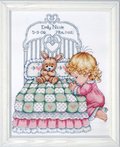 Bedtime Prayer Girl Birth Record - Counted Cross Stitch Kit