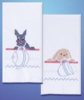 Kitchen Dogs Kitchen Towels - Stamped Embroidery Kit