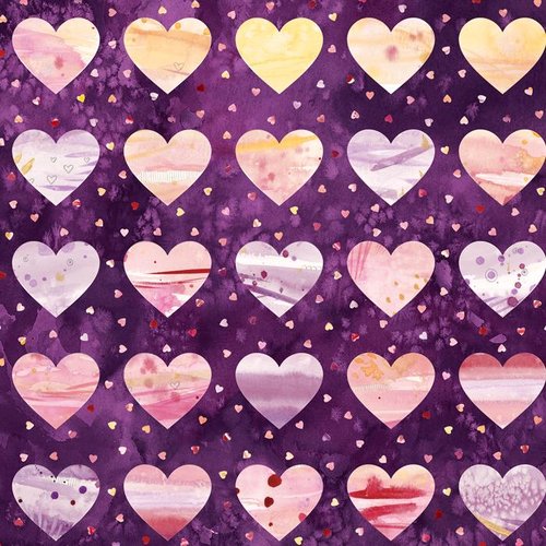 108" Fleur The Love Heart Plum - Quilt Fabric