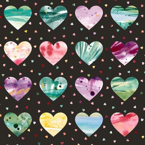 108" Little Lovelies Hearts Midnight - Quilt Fabric