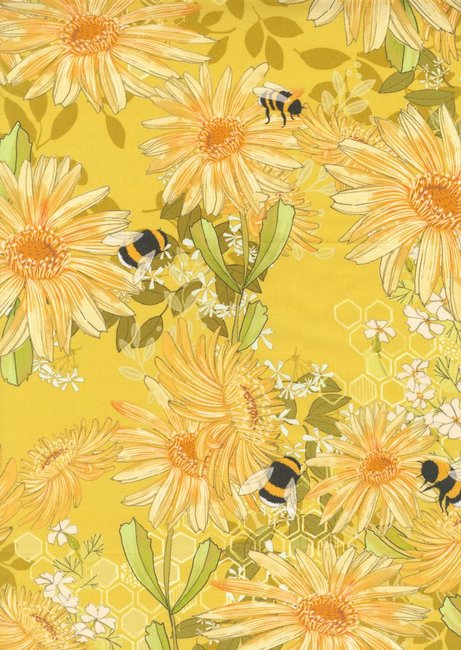 108" Pollinators Sunflower Golden - Quilt Fabric