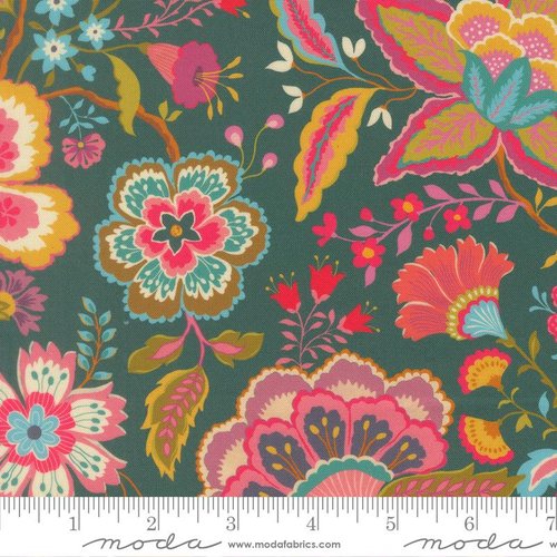 Sitara Jasmine Paisley Dark Teal - Quilt Fabric
