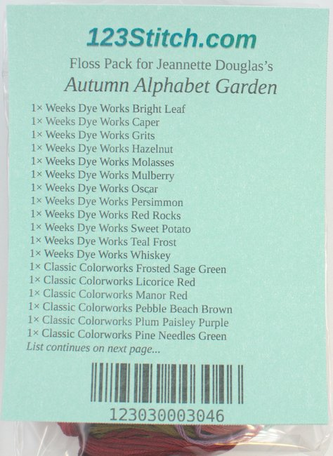 Floss Pack for "Autumn Alphabet Garden"