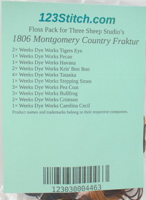 Floss Pack for "1806 Montgomery Country Fraktur"