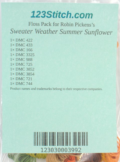 Floss Pack for "Sweater Weather Summer Sunflower"