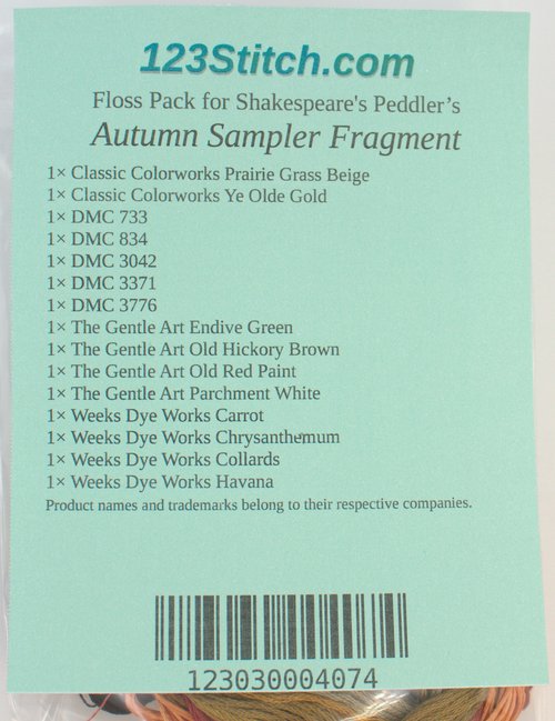 Floss Pack for "Autumn Sampler Fragment"