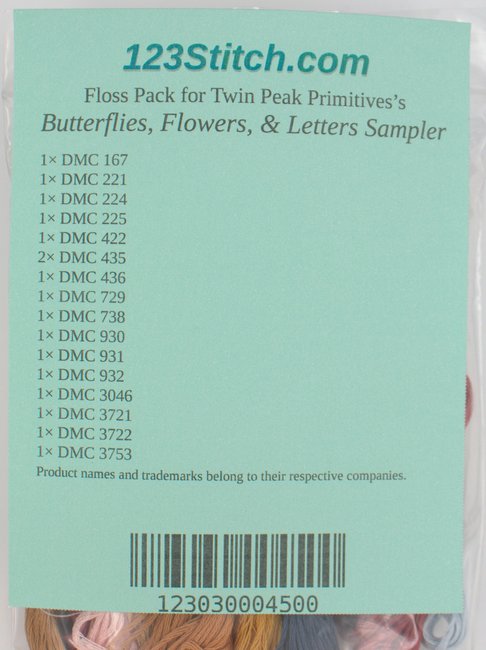 Floss Pack for Butterflies, Flowers, & Letters Sampler