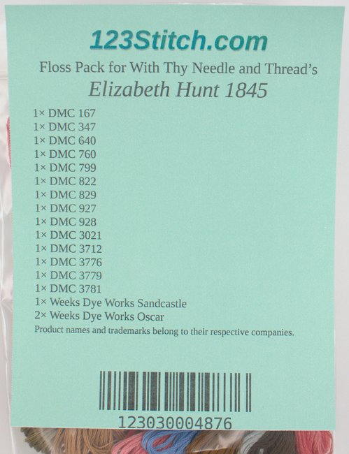 Floss Pack for "Elizabeth Hunt 1845"