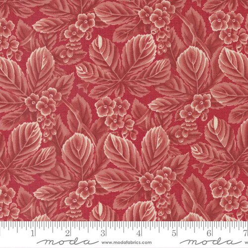 Chateau De Chantilly Rouge - Amelie Florals Leaf - Fabric
