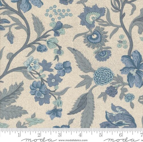 Sacre Bleu Flowers - Pearl French Blue - Quilt Fabric