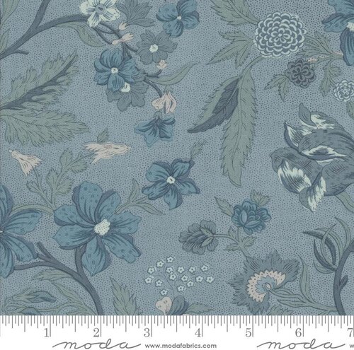 Sacre Bleu Flowers - French Blue - Quilt Fabric