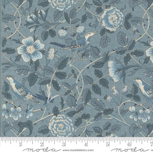 Sacre Bleu Birds - French Blue - Quilt Fabric