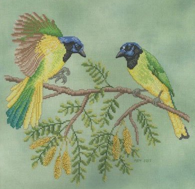 Green Jays - Cross Stitch Pattern