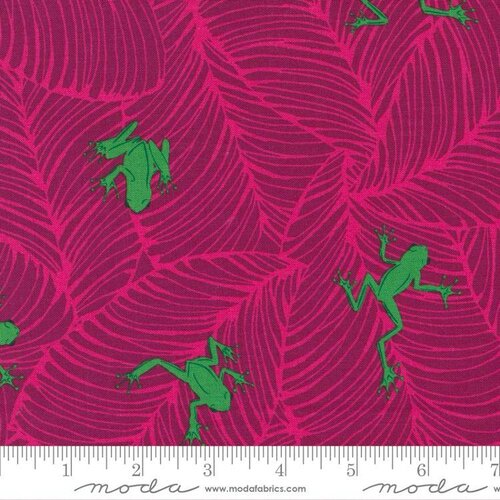 Jungle Paradise Magenta - Oh Froggy Frogs - Quilt Fabric