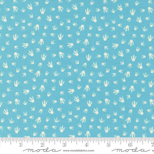 Stomp Stomp Roar Aqua - Footprints - Quilt Fabric
