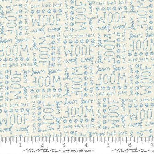 Dog Daze Cream - Woof Text and Words - Quilt Fabric