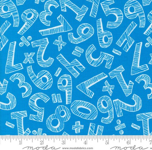 Back To School Numbers - Bright Sky - Quilt Fabric