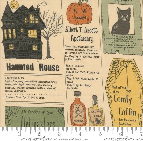 Home Sweet Haunt News Bone - Halloween Quilt Fabric