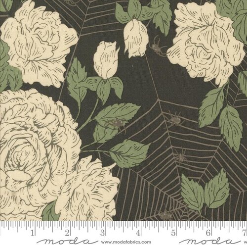 Home Sweet Haunt Roses Charcoal - Halloween Quilt Fabric