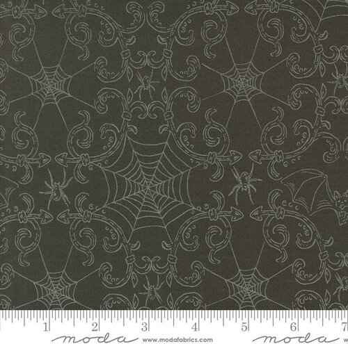 Home Sweet Haunt Webs Charcoal - Halloween Quilt Fabric