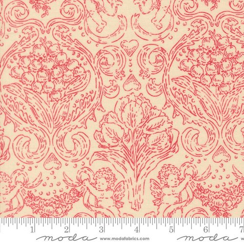 Je Taime Cupid Lace Red - Quilt Fabric