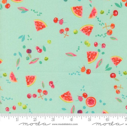 Copa Flora Cherry Aqua - Quilt Fabric