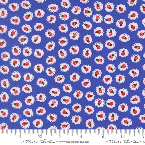 On The Porch Ladybugs Bountiful Blue - Quilt Fabric