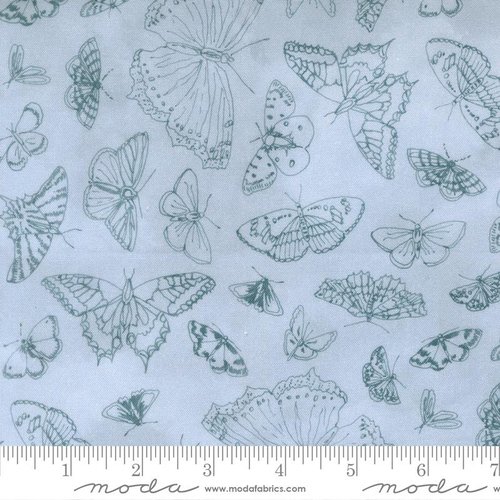 Flutterby Sketch Chalk Hill Blue - Quilt Fabric