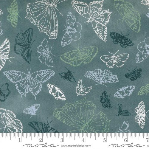 Flutterby Sketch Common Blue - Quilt Fabric