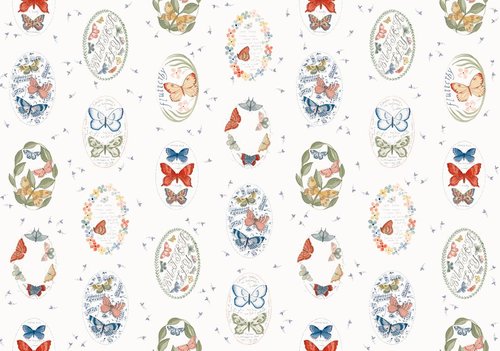 Flutterby Cameo Cabbage White - Quilt Fabric