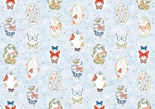 Flutterby Cameo Chalk Hill Blue - Quilt Fabric