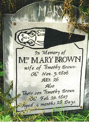 Sad Tombstone Of Mrs. Mary Brown - Cross Stitch Pattern