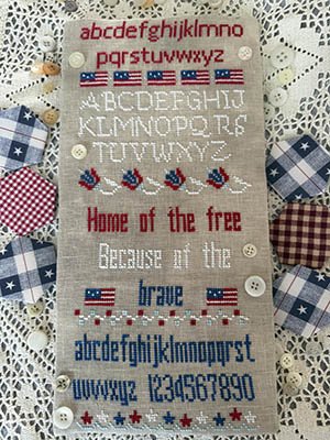 Home Of The Free Sampler - Patriotic Cross Stitch Pattern