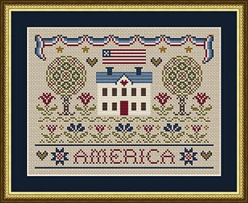 An American Home - Patriotic Cross Stitch Pattern
