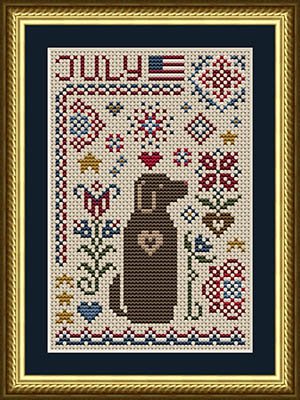 July Dog - Patriotic Cross Stitch Pattern