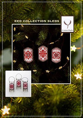 Red Collection Sleds - Christmas Cross Stitch Pattern 