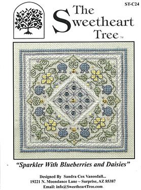 Sparkler With Blueberries And Daisies - Cross Stitch Pattern