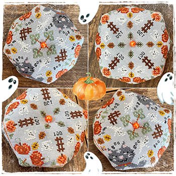 12 Months with Romy and Sandy: October Biscornu - Pattern