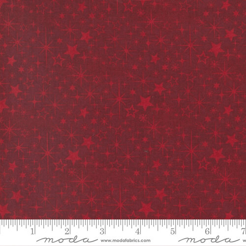 Jolly Good Cranberry - Tinsel Stars - Quilt Fabric