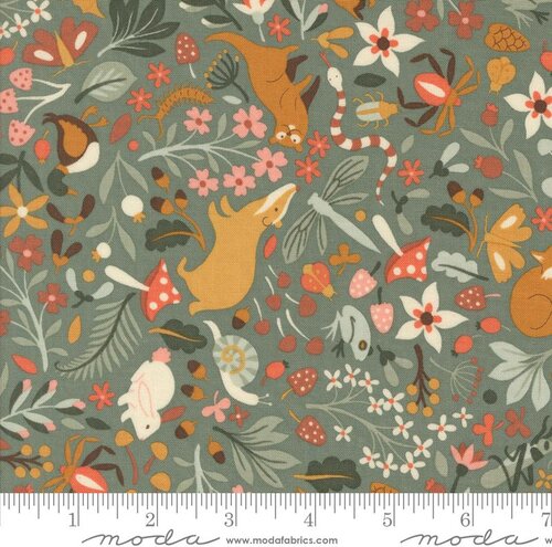 Acorn Hollow Animals - Eucalyptus - Quilt Fabric
