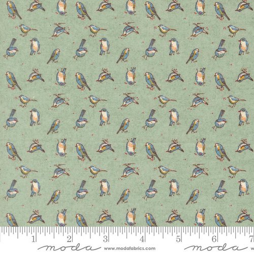 Sorrel Orlo Birdie Aqua - Quilt Fabric