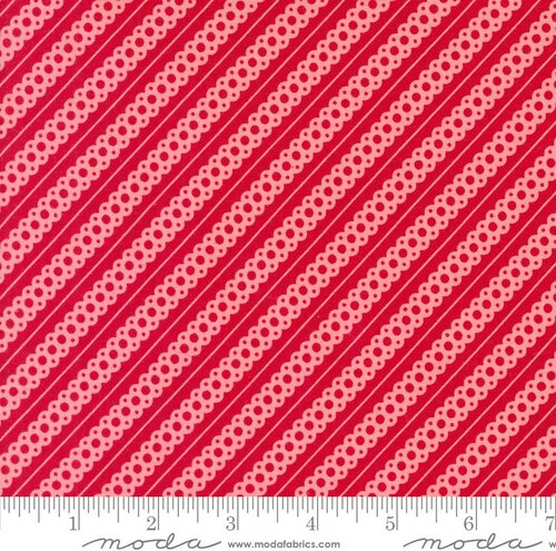 Kitty Christmas Stripe - Berry - Quilt Fabric