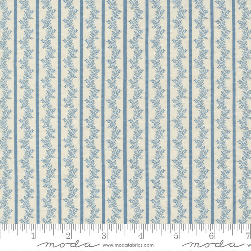 Florences Fancy Blue - Trellis Vine Stripes - Quilt Fabric